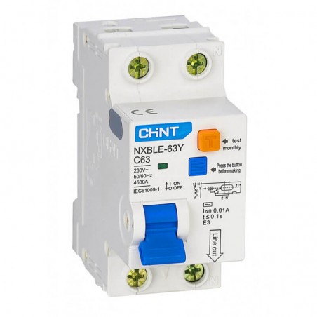 Disjoncteur Différentiel SASSIN 2P 32A - 230V, Certifications CE, CB, TÜV